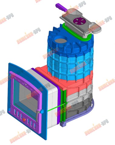 Чугунная печь Авангард ЗКН с каменкой из нержавейки