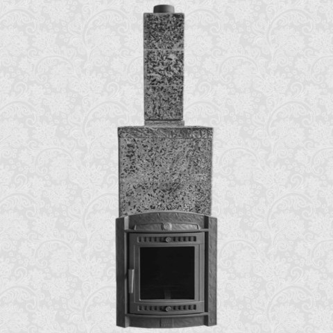 Дровяная печь для бани ProMetall Атмосфера XL в облицовке Империя Пироксенит Элит