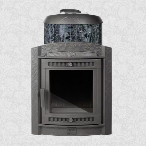 Дровяная печь для бани ProMetall Атмосфера L в ламелях из натурального камня Пироксенит наборный