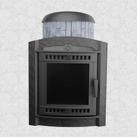 Дровяная печь для бани ProMetall Атмосфера L в ламелях из натурального камня Талькохлорит наборный