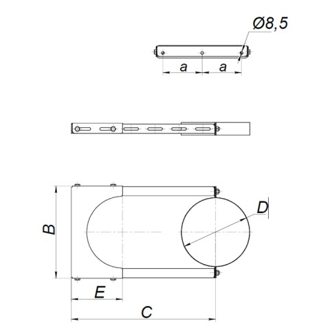 Элемент крепления к стене раздвижной на трубу VBR D150/250, AISI 439 (Вулкан)