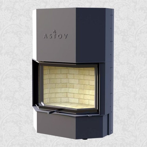 Каминная топка «Astov» ПП 8857 с шибером (Ø250 мм) 3D панели