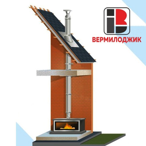 Комплект дымохода Вермилоджик через крышу верхний выход