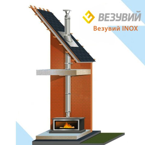 Комплект дымохода Везувий INOX через крышу верхний выход