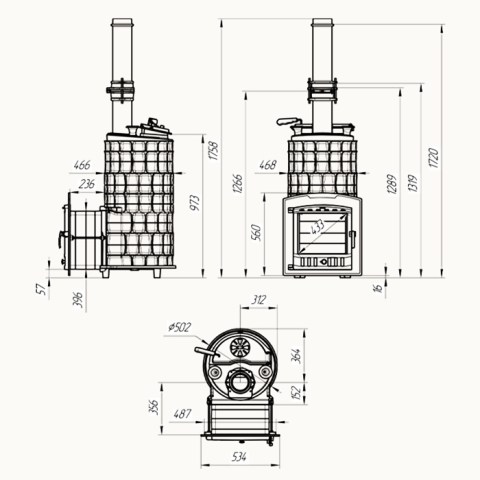 Печь Авангард ЗК 40 (П2) Pro чертеж