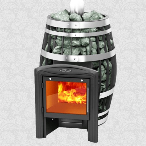 Печь банная Саяны XXL Carbon Витра ЗК (закр. каменка)