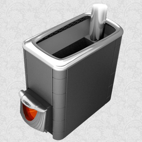 Печь банная Тунгуска XXL Inox Антрацит ДНС+КТК(дверца нерж.со стек.+короткий топлив. канал)