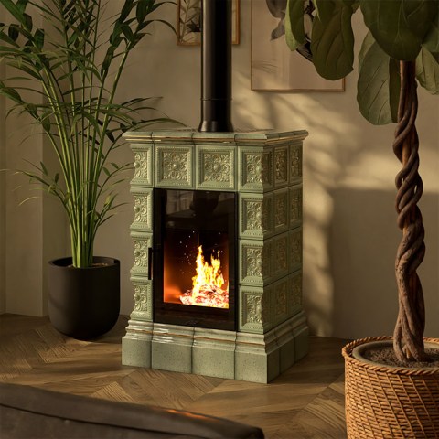 Печь-камин Eysen «Ceramica Decor» Tahoe (Ø 150) в интерьере