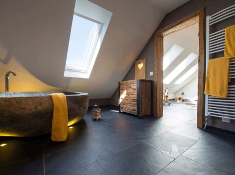 Плитка Сланец черный (600х300х10мм) (скол) в интерьере фото 22
