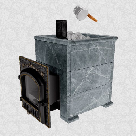 Премиальная банная печь "Сибирь-25" (дверка 545х545) в облицовке "Оптима" талькомагнезит