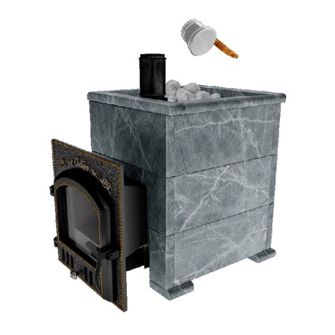 Премиальная банная печь "Сибирь-40" (дверка 545х545) в облицовке "Оптима" талькомагнезит