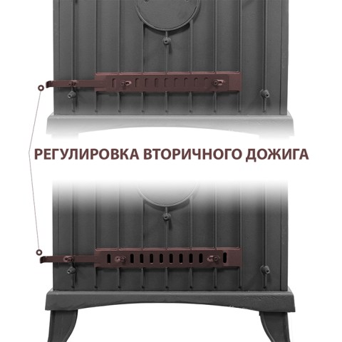 Регулировка вторичного дожига Печи-камина Везувий KZ-14 Антрацит