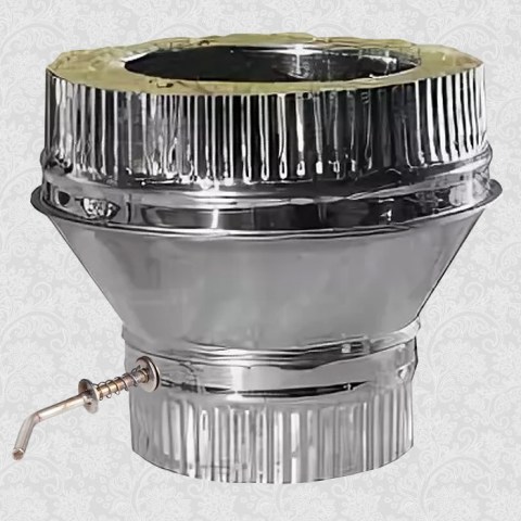 Старт-переход ППШ 115-120 с шибером нерж AISI 321 0.8мм L=400