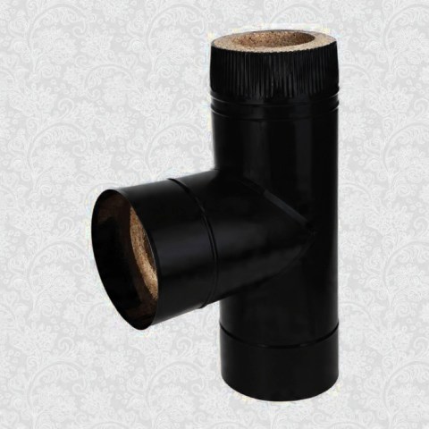 Тройник подключения Black Edition д. 200, 90 гр., AISI 430, 0,5мм